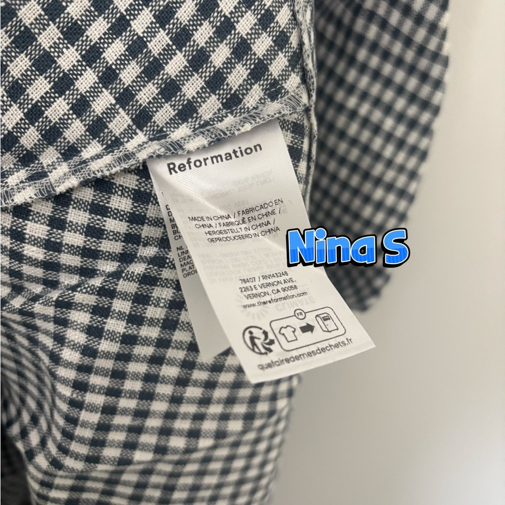 Reformation Blue and White Gingham Midi Dress - Picture 5 of 7